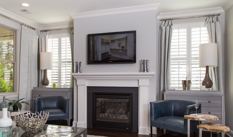 Fort Lauderdale mantle with plantation shutters.